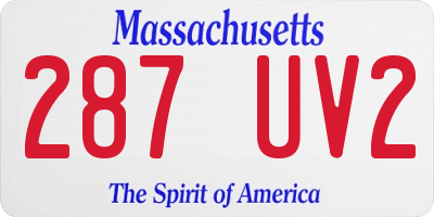 MA license plate 287UV2