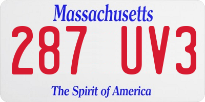 MA license plate 287UV3