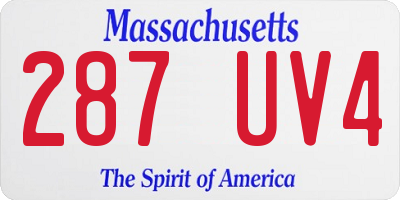 MA license plate 287UV4