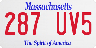 MA license plate 287UV5