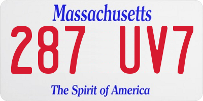 MA license plate 287UV7