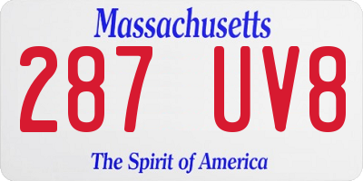 MA license plate 287UV8