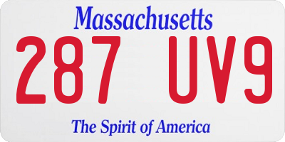 MA license plate 287UV9