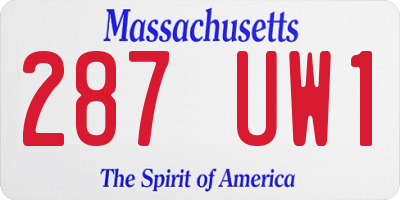 MA license plate 287UW1