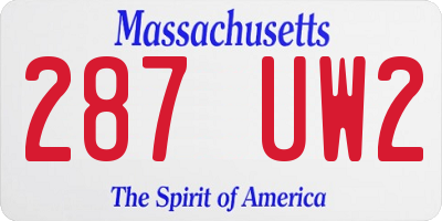 MA license plate 287UW2