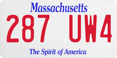 MA license plate 287UW4