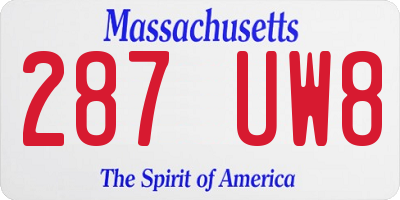 MA license plate 287UW8