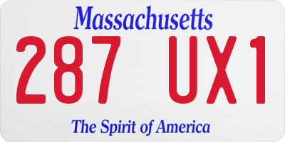 MA license plate 287UX1