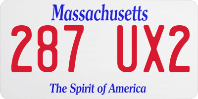 MA license plate 287UX2