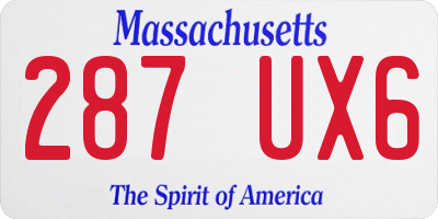 MA license plate 287UX6