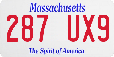MA license plate 287UX9