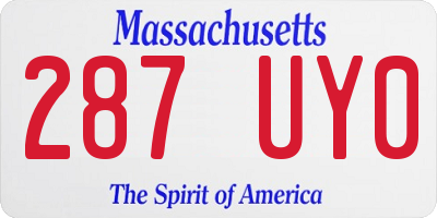 MA license plate 287UY0