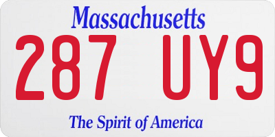 MA license plate 287UY9