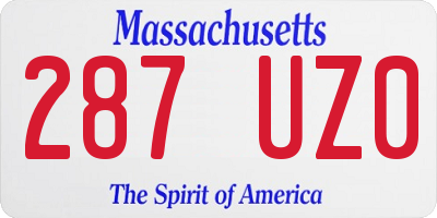 MA license plate 287UZ0