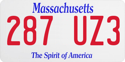MA license plate 287UZ3