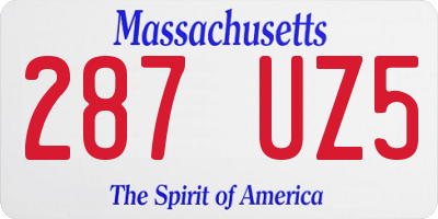 MA license plate 287UZ5