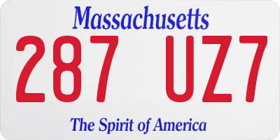 MA license plate 287UZ7