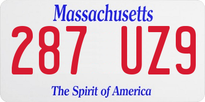 MA license plate 287UZ9