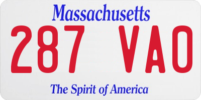 MA license plate 287VA0
