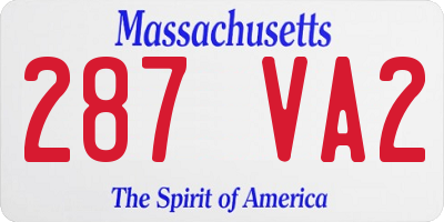 MA license plate 287VA2