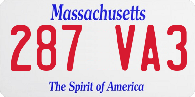 MA license plate 287VA3