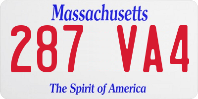 MA license plate 287VA4