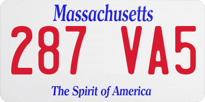 MA license plate 287VA5