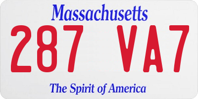 MA license plate 287VA7