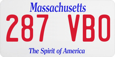 MA license plate 287VB0