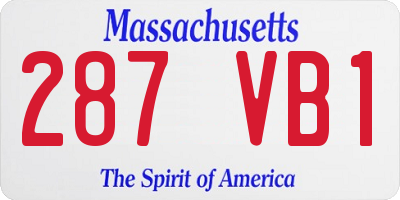 MA license plate 287VB1