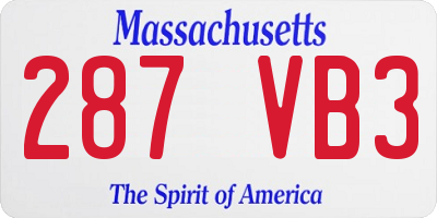 MA license plate 287VB3