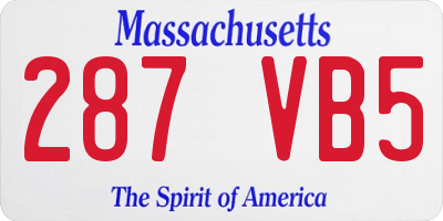 MA license plate 287VB5