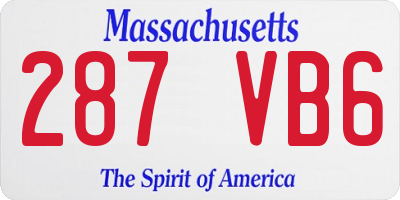 MA license plate 287VB6