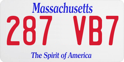 MA license plate 287VB7