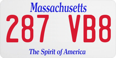 MA license plate 287VB8