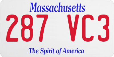 MA license plate 287VC3