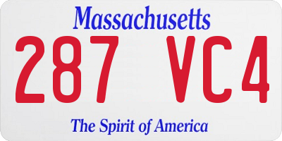 MA license plate 287VC4