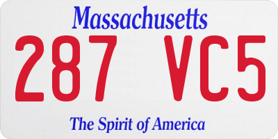 MA license plate 287VC5