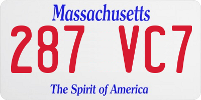 MA license plate 287VC7