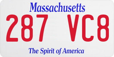 MA license plate 287VC8