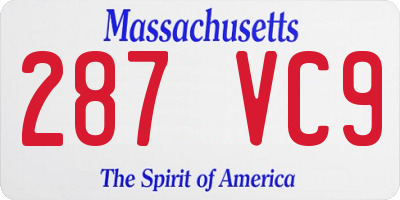MA license plate 287VC9