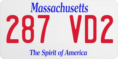 MA license plate 287VD2