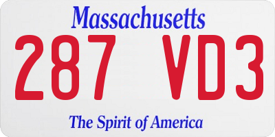 MA license plate 287VD3