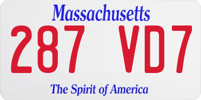 MA license plate 287VD7