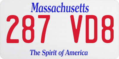 MA license plate 287VD8