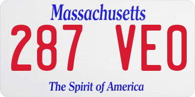 MA license plate 287VE0