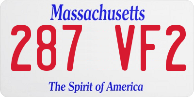 MA license plate 287VF2