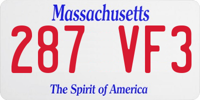 MA license plate 287VF3