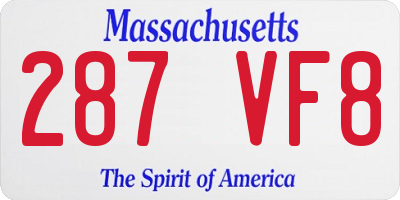 MA license plate 287VF8