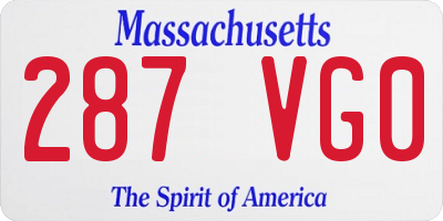 MA license plate 287VG0